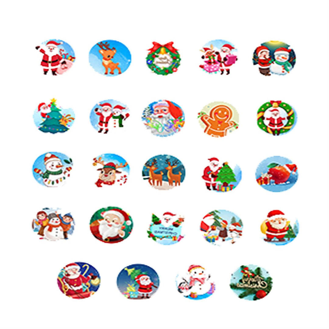 Twenty-four Santa Projector Watches with Christmas-themed illustrations.