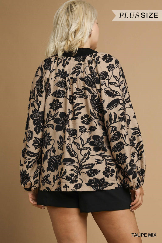 Taupe Floral Mix top