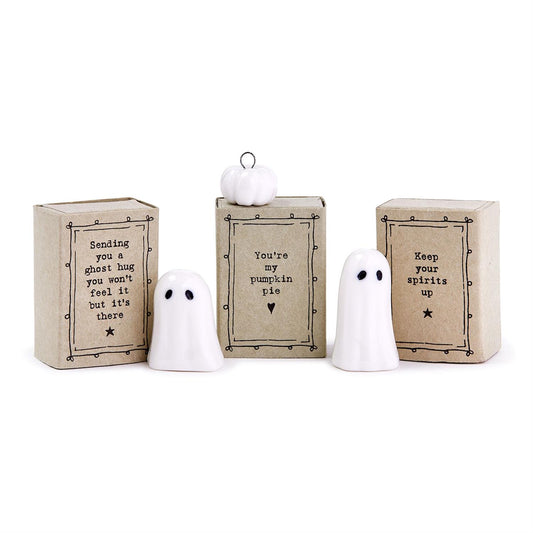 Set of two small white ghost trinket figurines. Sizes available: mini, standard.