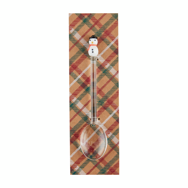 Glass Icon Spoon, clear glass with handmade snowman handle.