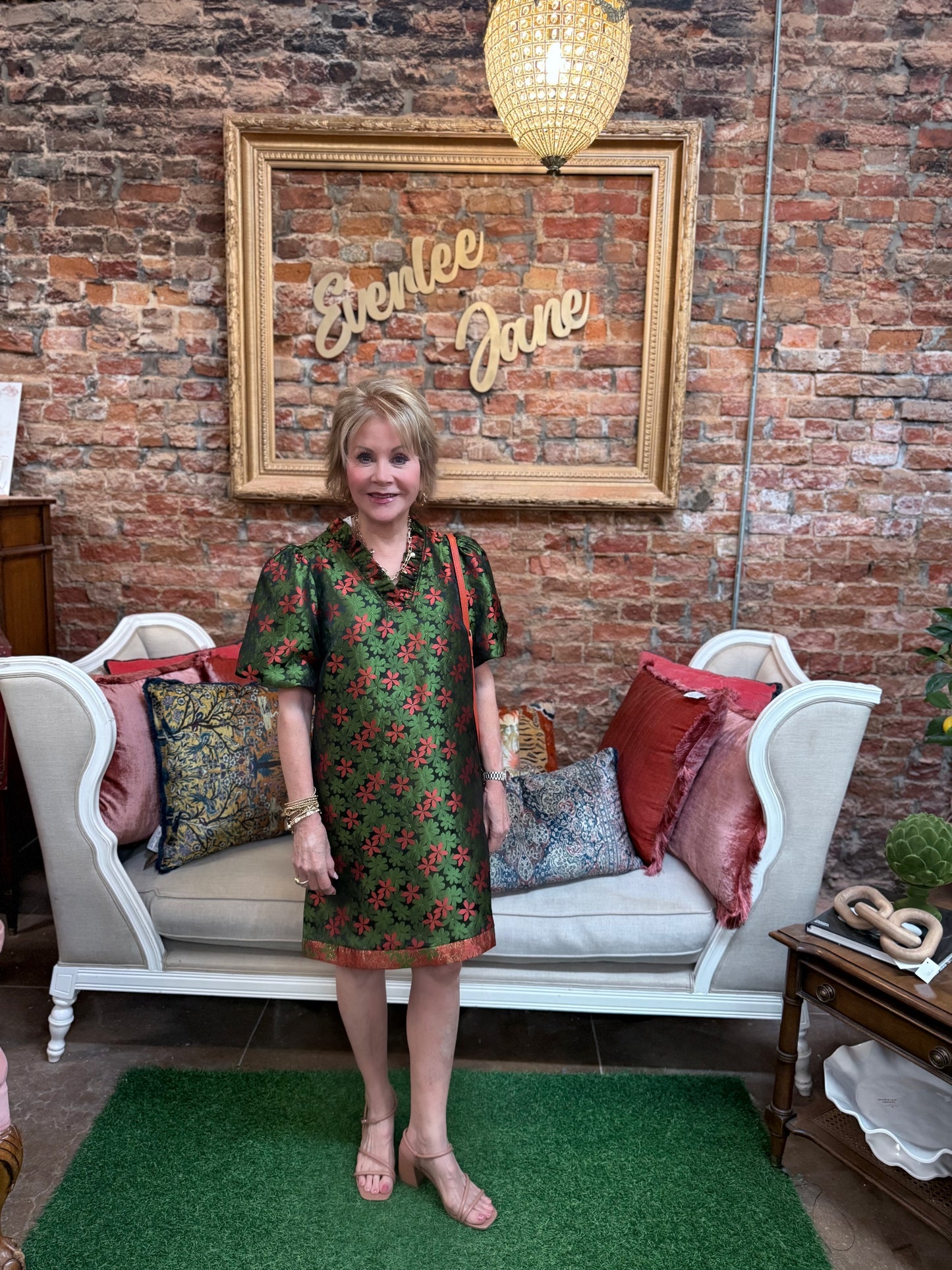 Falling Leaves Floral Jacquard Shift Dress