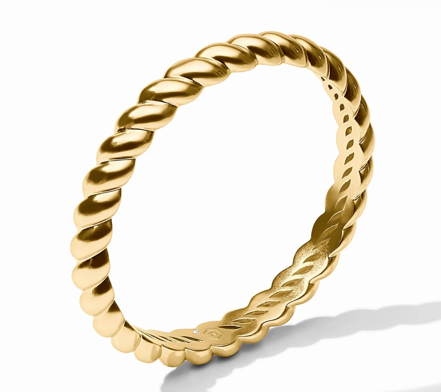 Slim gold Ravello Bangle with twisted rope design, available in multiple sizes.