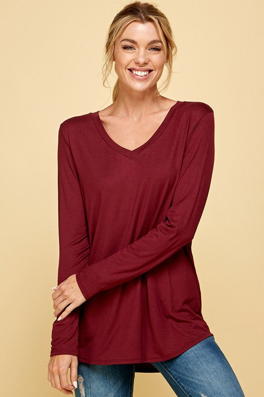 V Neck Long Sleeve Top
