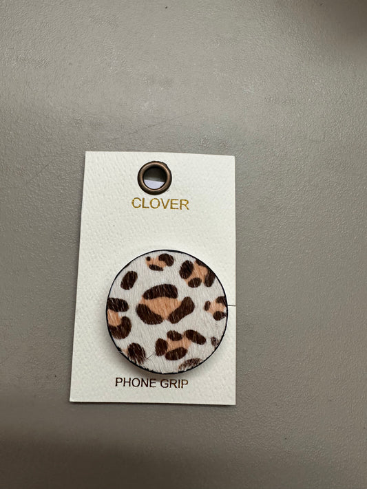 Brown and black leopard print phone grip. Available sizes: small, medium, large.