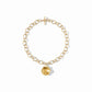Large gold-tone links, adjustable toggle closure, 24K gold-plated floral pendant. Available sizes: S/M, M/L.