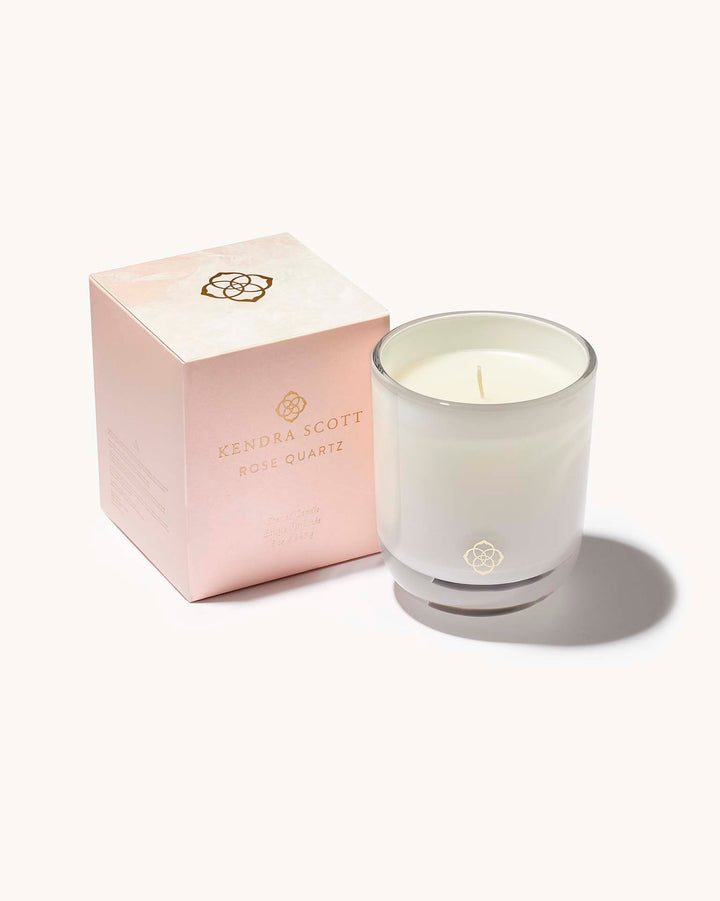 8 oz Kendra Scott Rose Quartz Candle in a white glass jar.