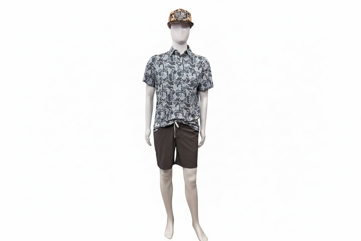 Khaki drawstring shorts, available in sizes S-XXL.