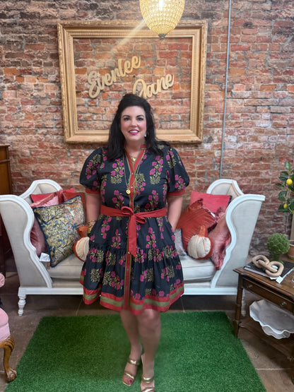 Angie Floral Puff Sleeve Ruffle Hem Dress