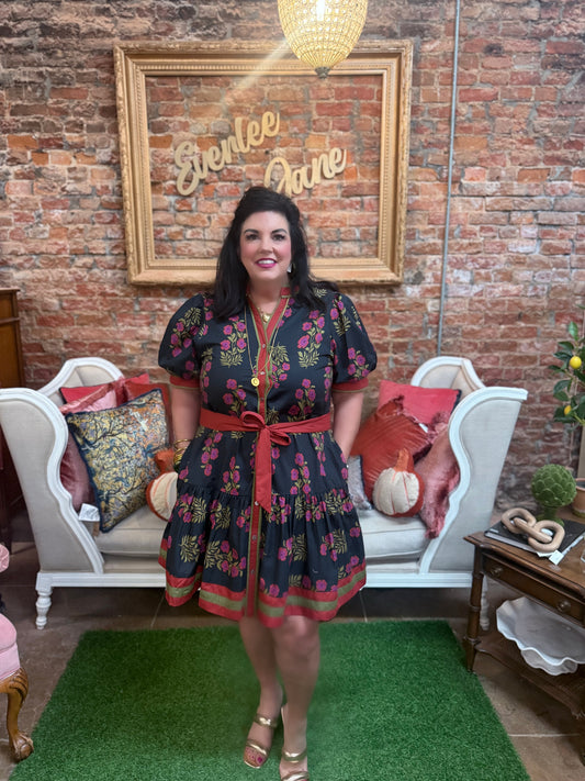 Angie Floral Puff Sleeve Ruffle Hem Dress