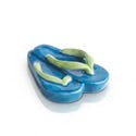 Blue flip-flops with light green straps, available in sizes 5-10.