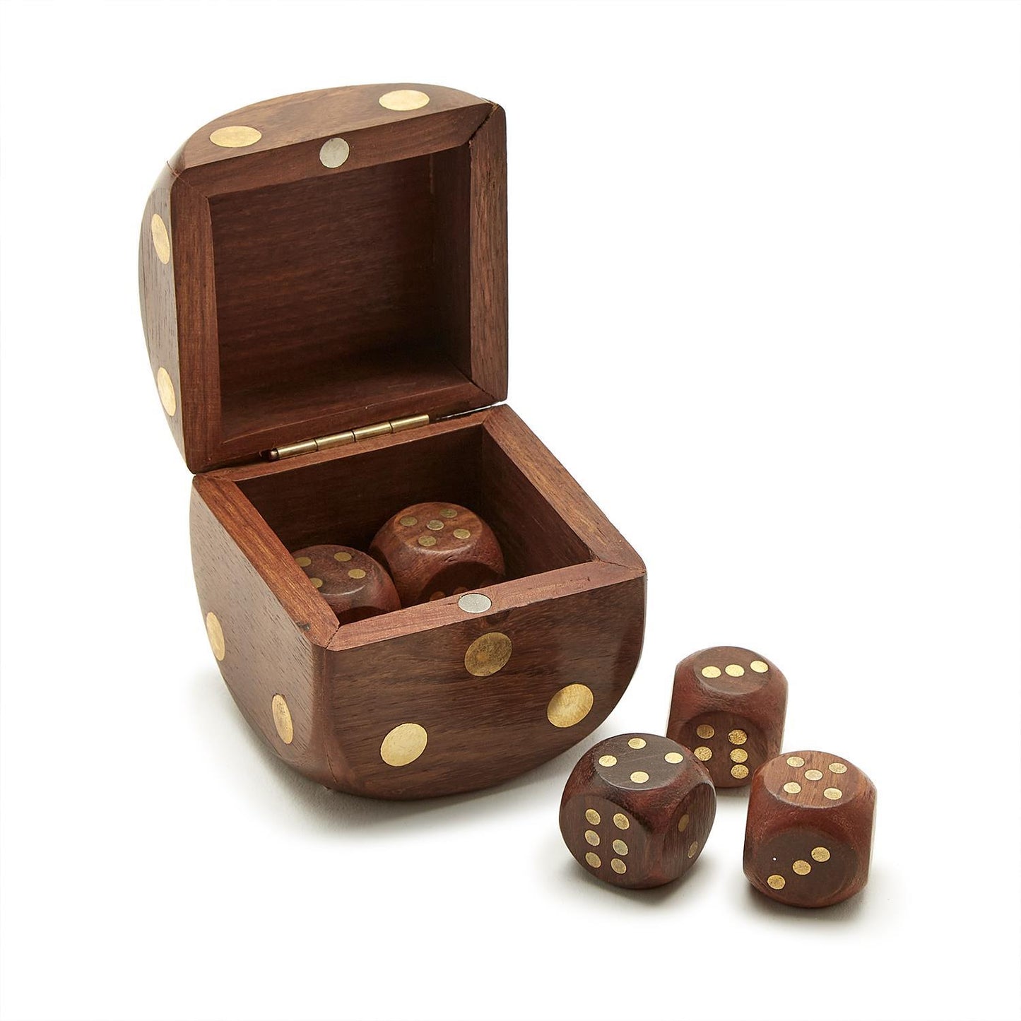 Wood Crafted Dice Box with Dice