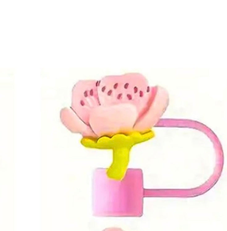Pink Flowers Straw Covers