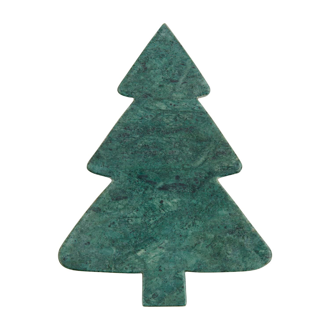 Tree-shaped green marble Christmas serving board.