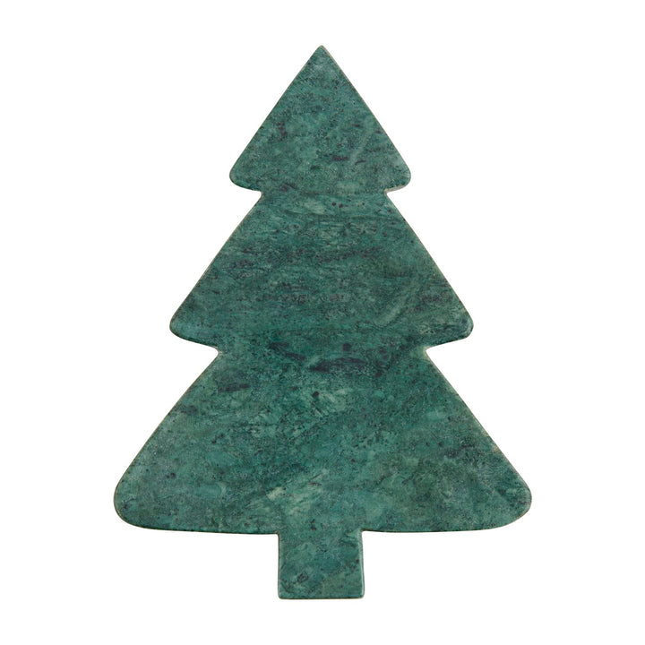 Tree-shaped green marble Christmas serving board.