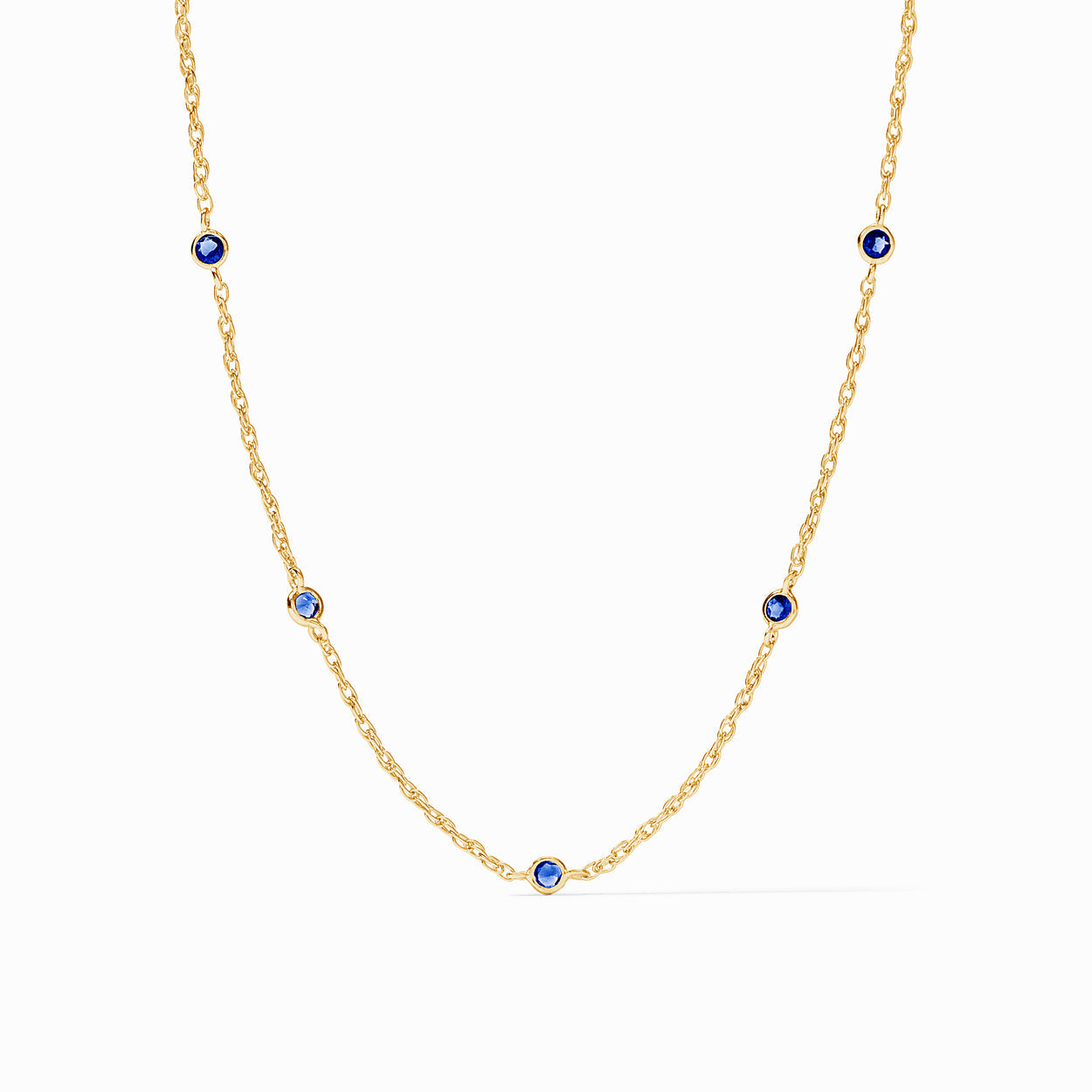 Celeste Delicate Station Necklace - Gold Sapphire Blue