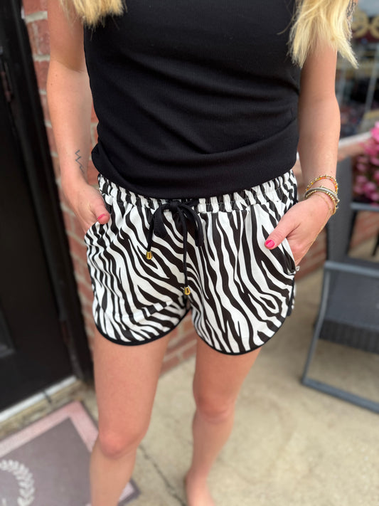 Zebra Essence Everyday Shorts, available in sizes XS-XL.