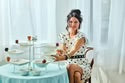 Bestie Birds Love Dove Minis tiered dessert stand shown on table; available in small and large sizes.