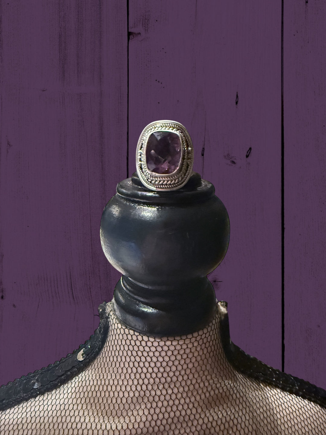 Large, square purple amethyst ring. Sizes available: 6, 7, 8.