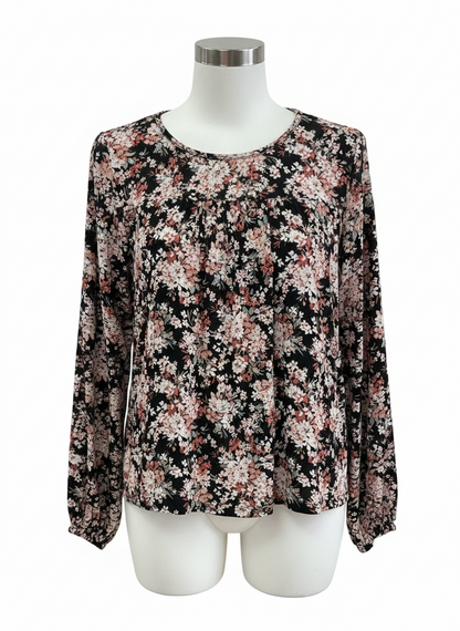 Black Floral Long Sleeve Floral Top