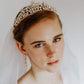 Rose Gold Tiara with crystal accents, available in S, M, L sizes.