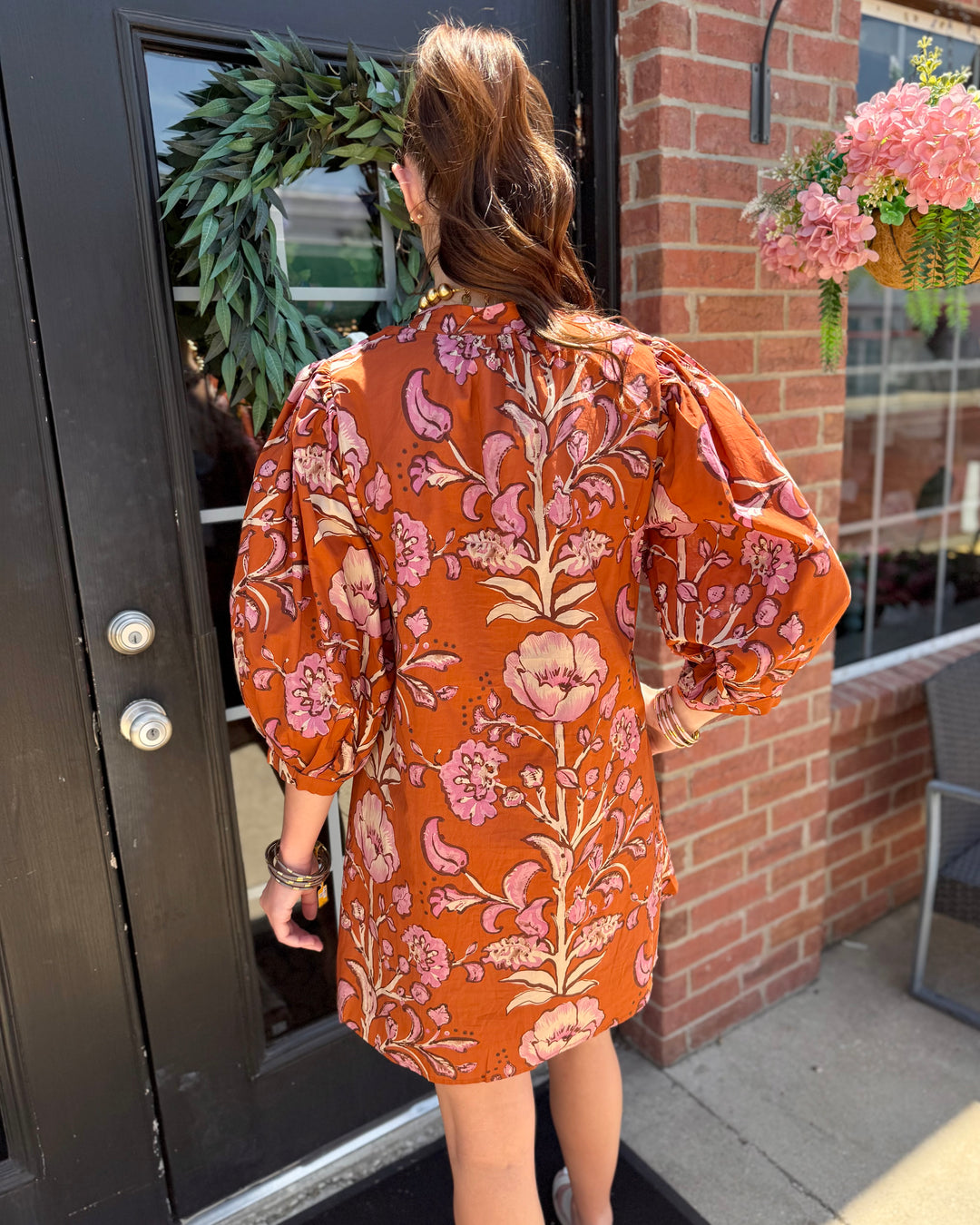 Autumn Rust Long-sleeve Dress in available sizes S, M, L.