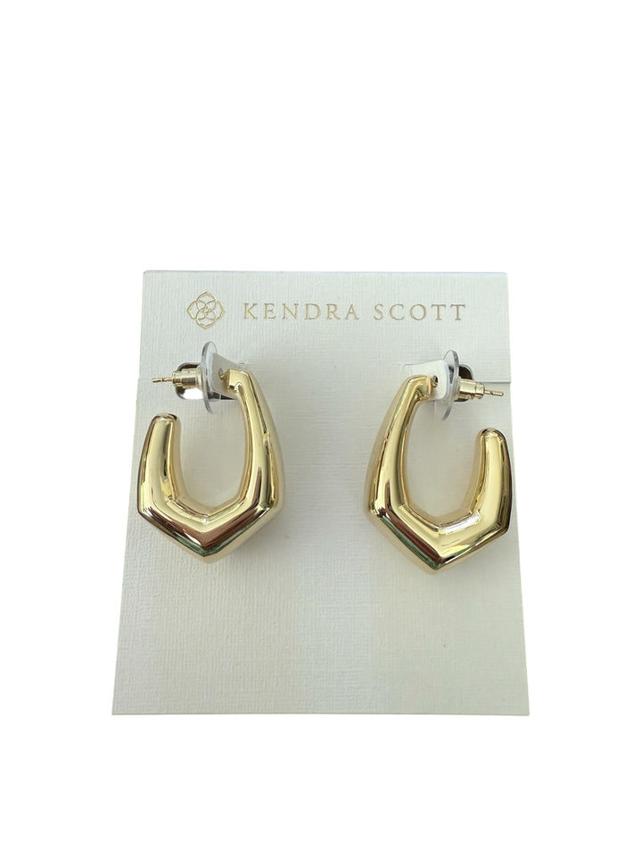Kaia Gold Hoop earrings by Kendra Scott in gold finish; available in small, medium, and large sizes.