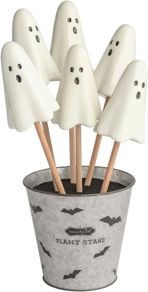 Set of six ceramic ghost plant stakes. Sizes available.