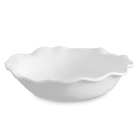 Vida Havana Large Pasta Bowl: luxury white melamine, scalloped wavy edge. Available in large size.