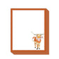 The Short Stack Pad: Bordered notepad with rust-colored edge; includes whimsical icon of a longhorn cow with red scarf in bottom right on a white background. Sizes available: Small, Medium, Large.