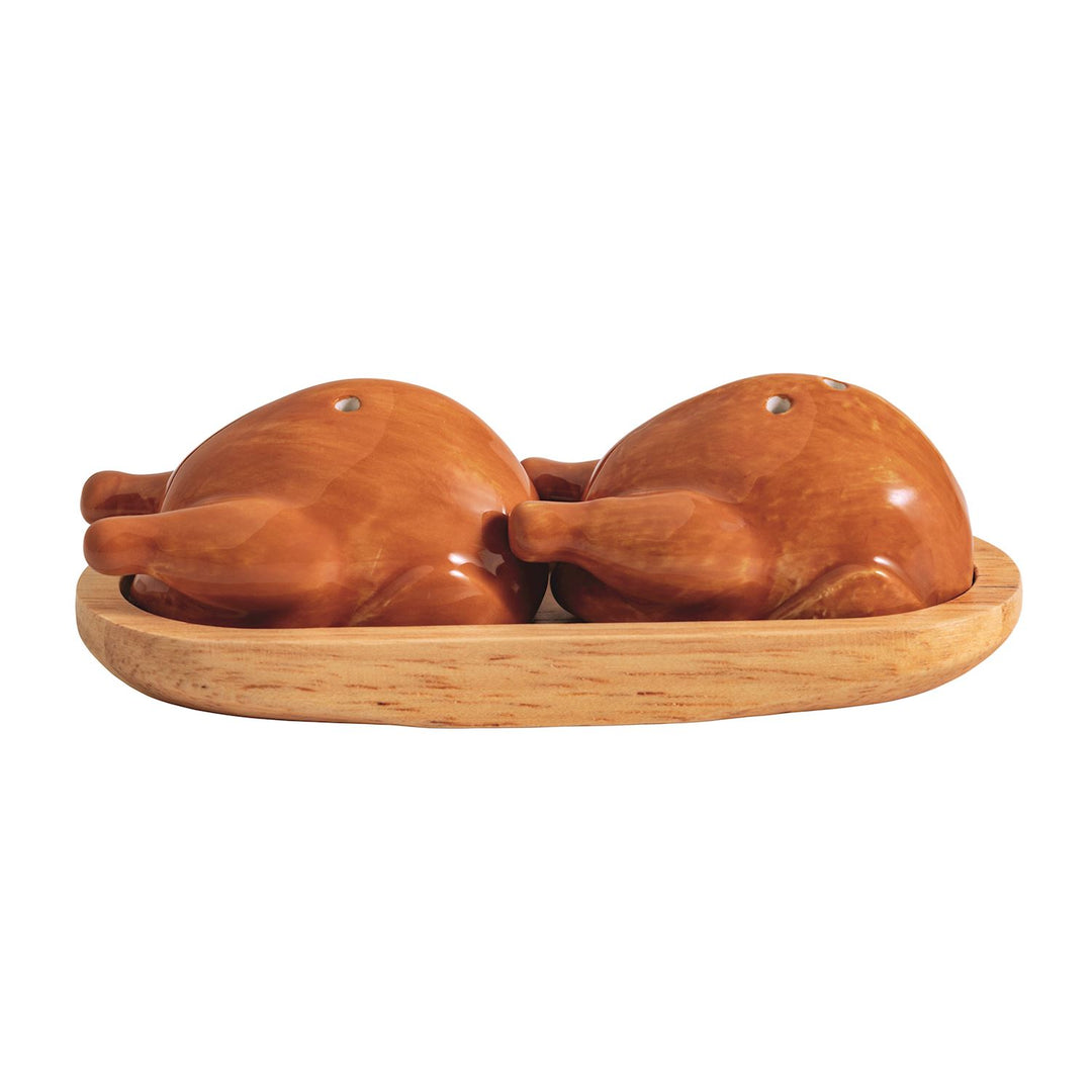 Two brown, hand-painted Mini Turkey Salt &amp; Pepper Shakers. Available in mini size.
