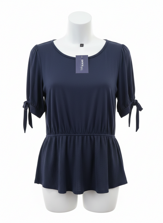 Navy Blue Babydoll Knot Top | P.S Love