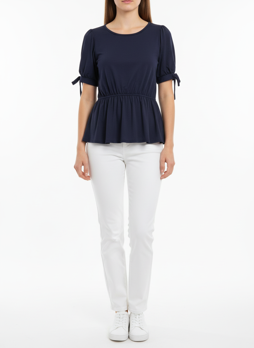 Navy Blue Babydoll Knot Top | P.S Love