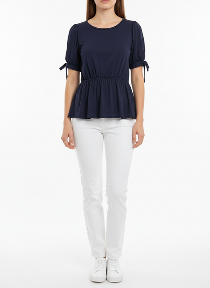 Navy Blue Babydoll Knot Top | P.S Love