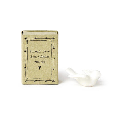 Dove Matchbox with the message "Spread Love Everywhere you Go." Available in standard matchbox size.
