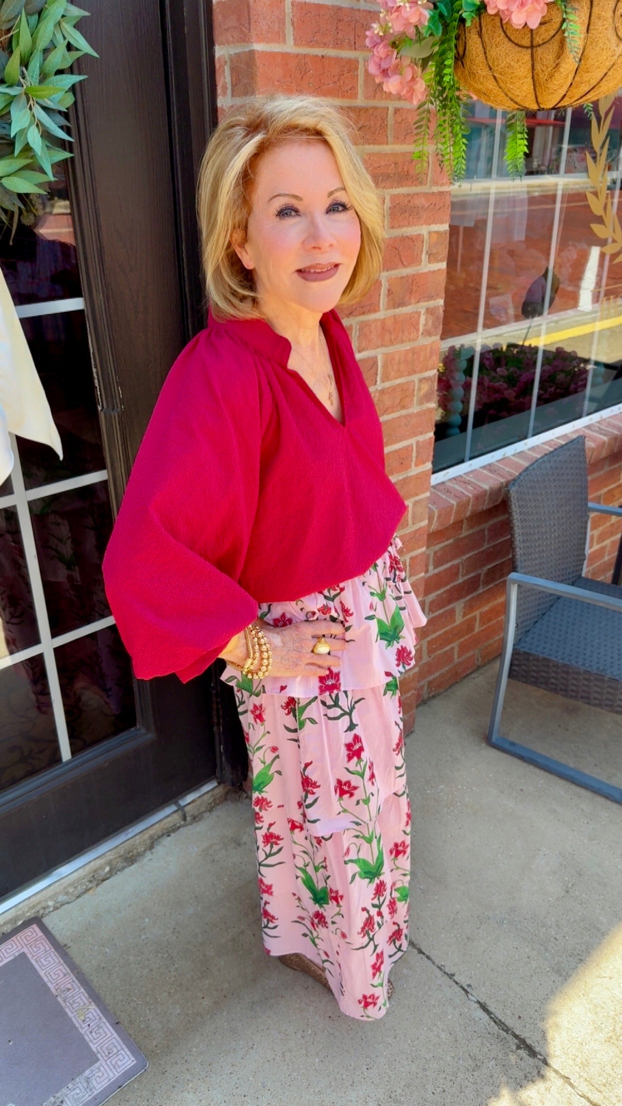 Rose d’Iris Ruffle Cascade Maxi Skirt, available in sizes XS–XL.