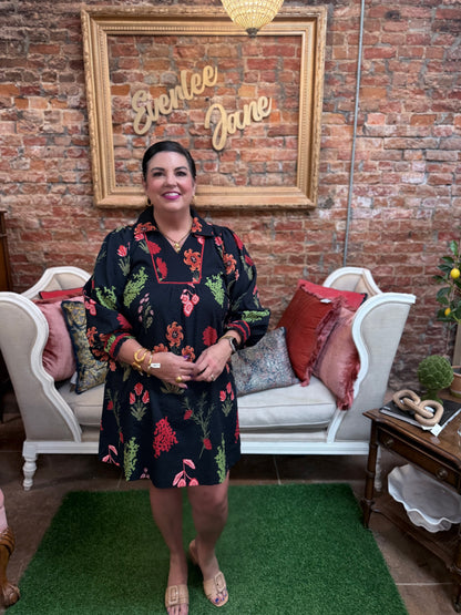 Mix Floral Textured Shift Dress