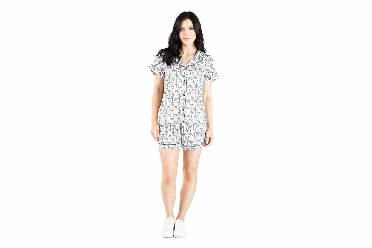 Bow Button-Up Pajama Set