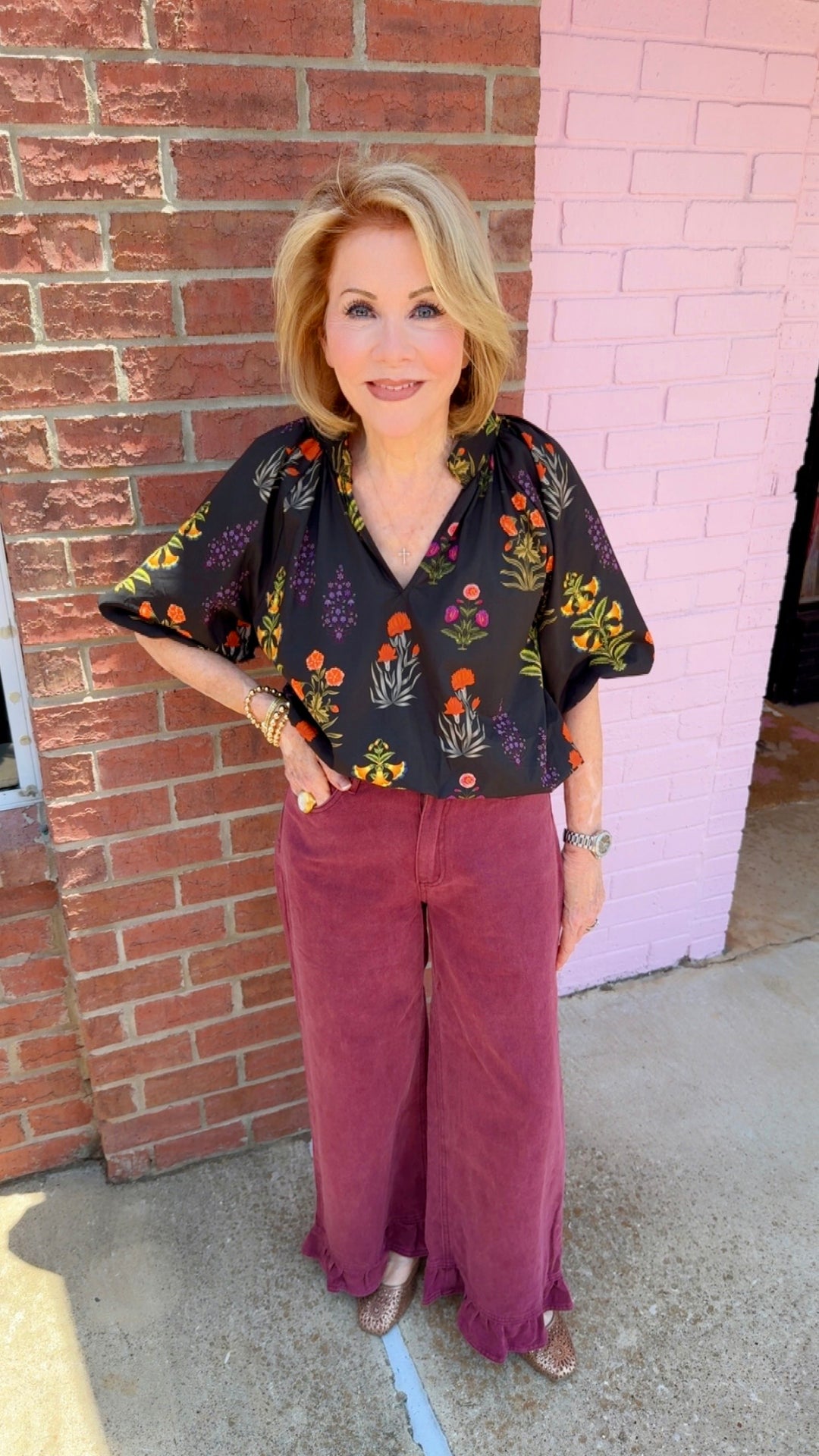 Maisie Floral Scallop Top, available in sizes XS–XL.