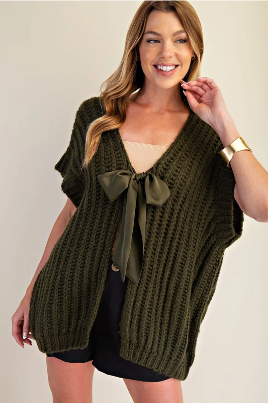 Olive Ribbon Sweater