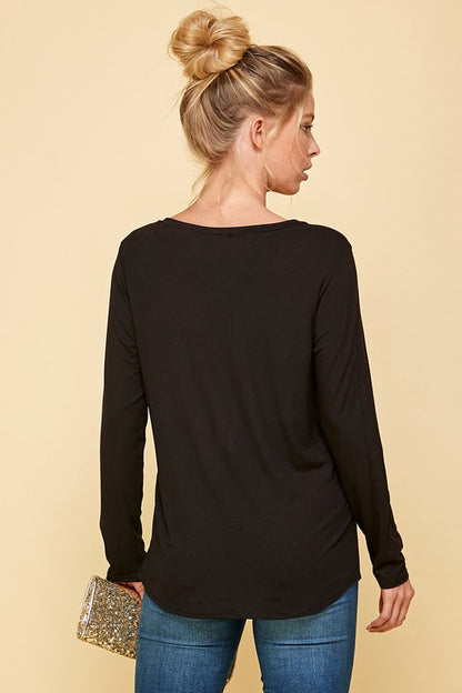 V Neck Long Sleeve Top
