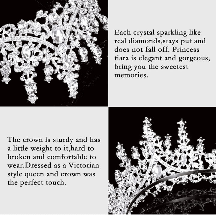 Close-up of Tiara Silver With Crystals, sturdy and elegant with sparkling accents. Available in small, medium, and large sizes.