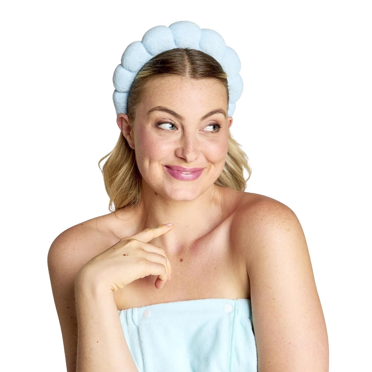 Blue Headband and Snap Closure Wrap Towel Set