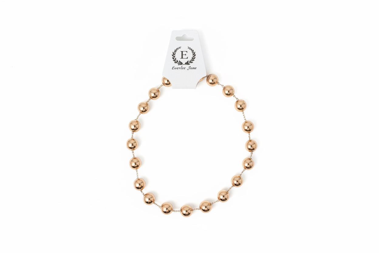 Gold Beaded Necklace with a magnetic clasp for easy wear. Available sizes: 16″, 18″, 20″.