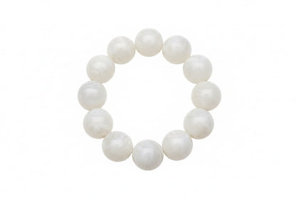 Large Ball Stretch Bracelet with twelve smooth white beads in a circle; available in small, medium, and large sizes.