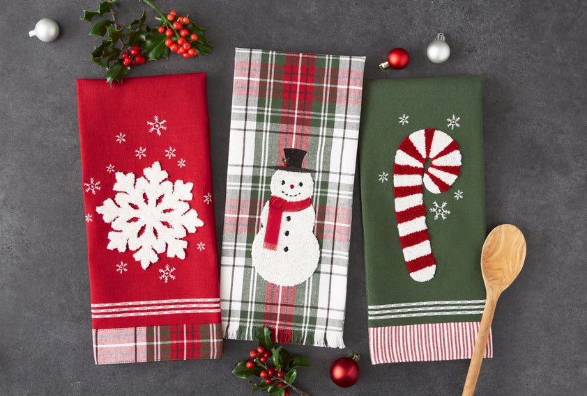 Candy Cane Embellish Dishtowel