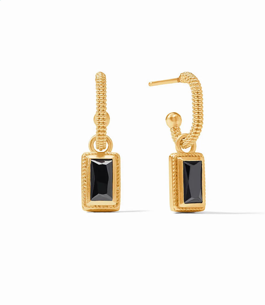 Baguette Hoop & Charm Earring - Obsidian Black