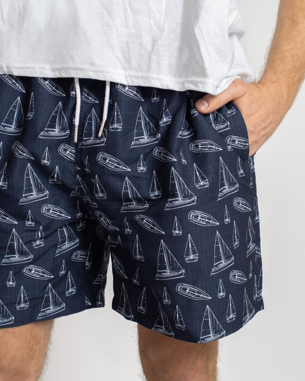 Men’s Set Sail Swim Trunks Navy/White