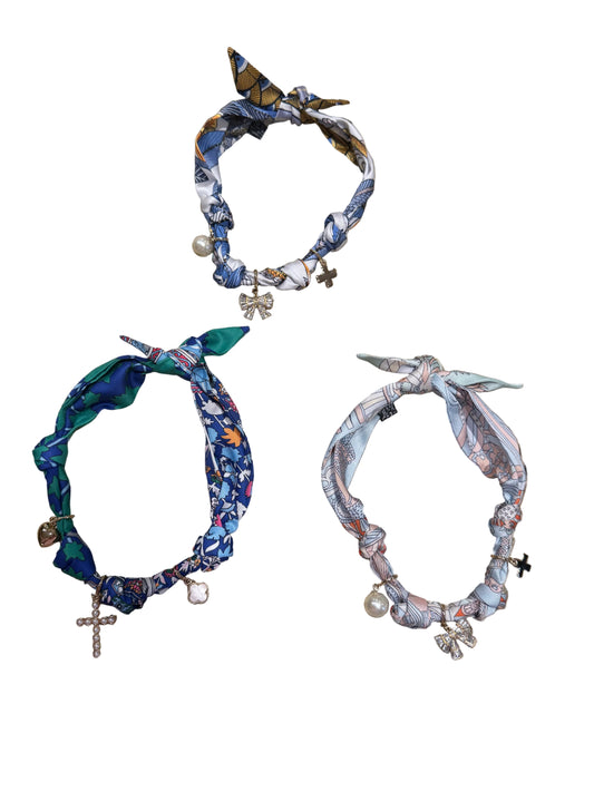 Scarf Necklace with Water resistant Charms