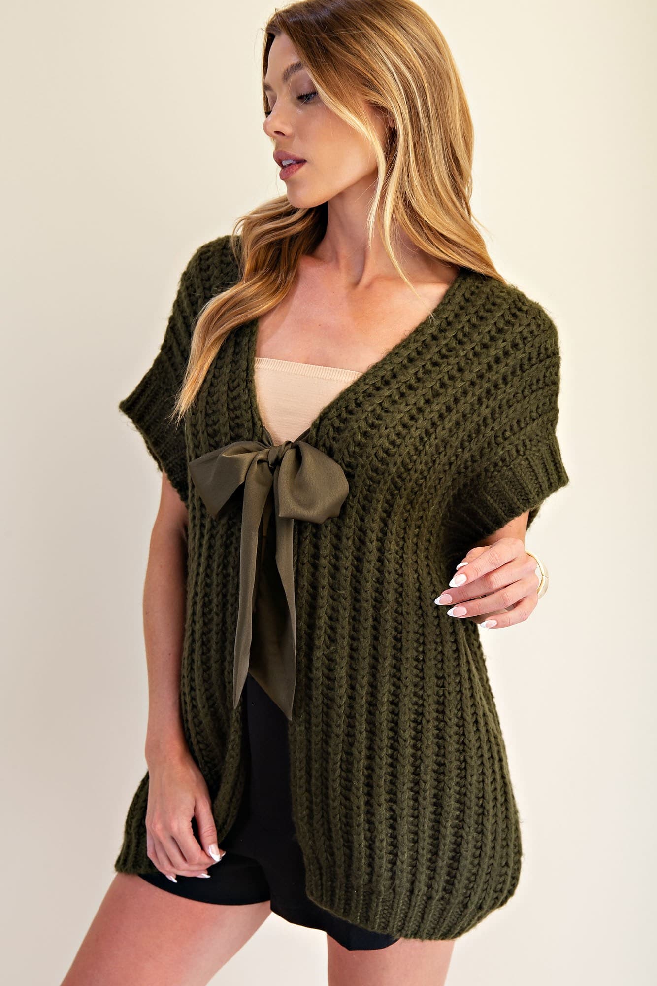 Olive Ribbon Sweater