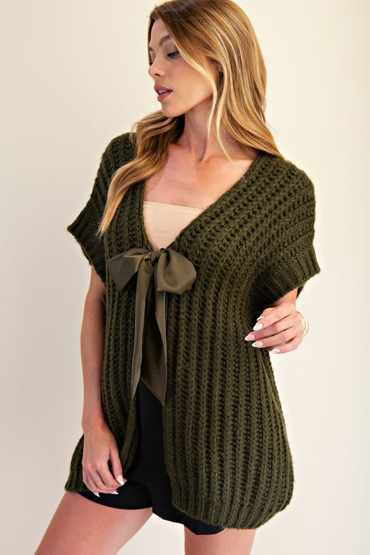 Olive Ribbon Sweater